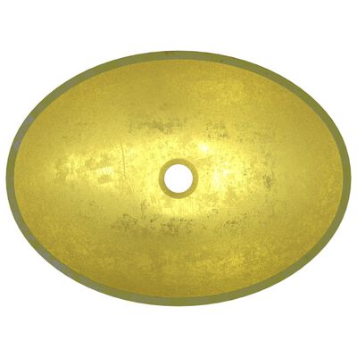 vidaXL Chiuvetă din sticlă, auriu, 50x37x14 cm