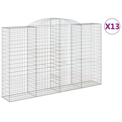 vidaXL Coșuri gabion arcuite 13 buc, 300x50x180/200 cm fier galvanizat