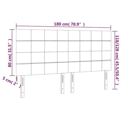 vidaXL Tăblie de pat cu LED, crem, 180x5x118/128 cm, textil