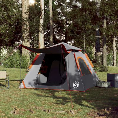 vidaXL Cort camping cupolă 4 persoane, gri/portocaliu, setare rapidă