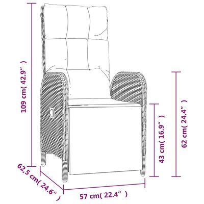 vidaXL Set mobilier de grădină cu perne, 7 piese, negru, poliratan