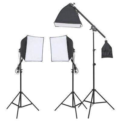 vidaXL Set studio foto cu set de lumini, fundal și reflector