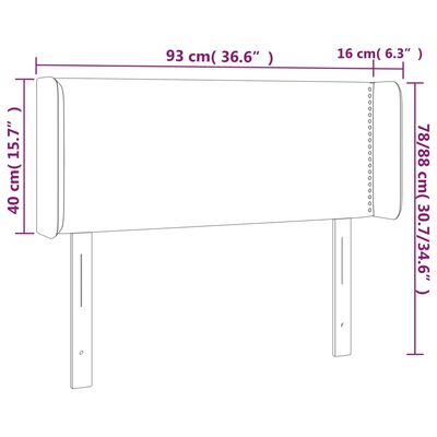 vidaXL Tăblie de pat cu LED, gri deschis, 93x16x78/88 cm, textil