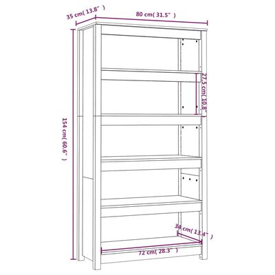 vidaXL Bibliotecă, gri, 80x35x154 cm, lemn masiv de pin