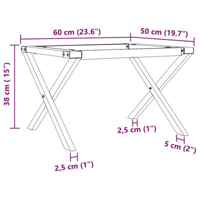 vidaXL Picioare Măsuță de cafea X-Frame 60x50x38 cm Fontă