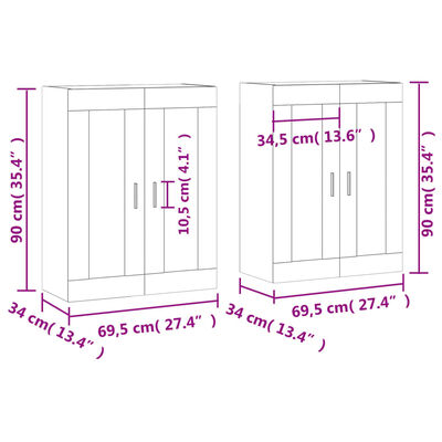 vidaXL Dulapuri montate pe perete, 2 buc, negru, lemn prelucrat