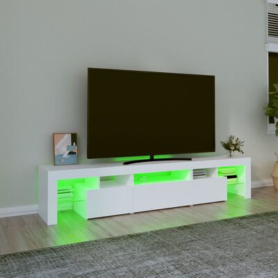 vidaXL Dulap TV cu lumini LED alb 200x36,5x40 cm