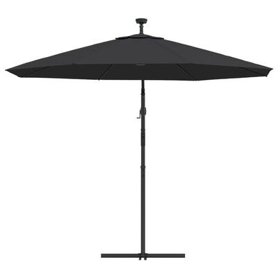 vidaXL Umbrelă suspendată cu LED-uri și stâlp de oțel, negru, 300 cm