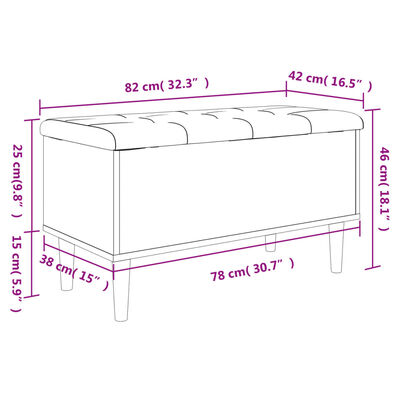 vidaXL Bancă de depozitare, gri sonoma, 82x42x46 cm, lemn prelucrat