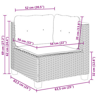 vidaXL Set mobilier grădină cu perne, 6 piese, gri, poliratan