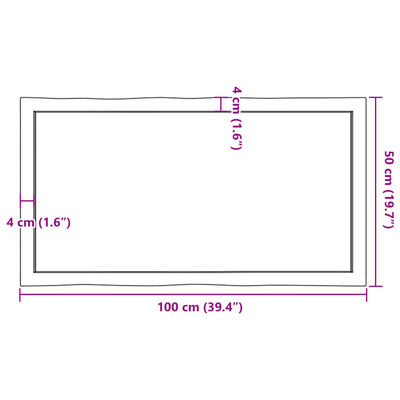 vidaXL Blat masă, 100x50x(2-4) cm, maro, lemn tratat contur organic