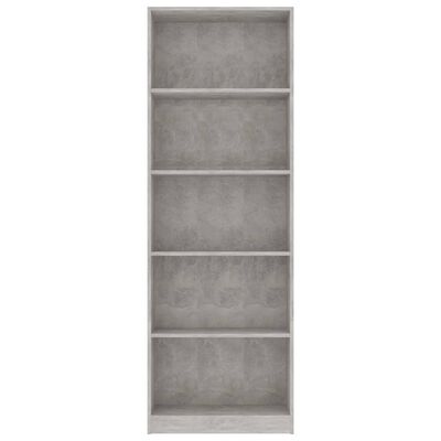 vidaXL Bibliotecă cu 5 rafturi, gri beton, 60x24x175 cm lemn prelucrat