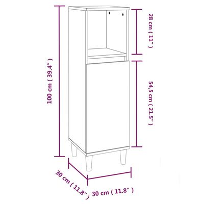 vidaXL Dulap de baie, stejar maro, 30x30x100 cm, lemn prelucrat