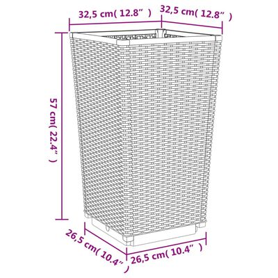 vidaXL Jardiniere de grădină, 2 buc., gri, 32,5x32,5x57 cm, PP