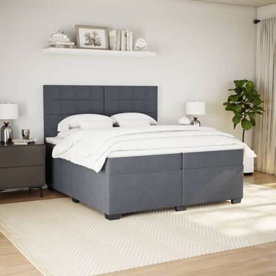 vidaXL Pat box spring cu saltea, gri închis, 200x200 cm, catifea