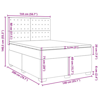 vidaXL Pat box spring cu saltea, roz, 140x200 cm, catifea