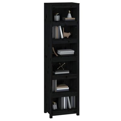 vidaXL Bibliotecă, negru, 50x35x183 cm, lemn masiv de pin