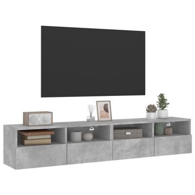 vidaXL Comode TV de perete, 2 buc., gri beton, 80x30x30 cm, lemn