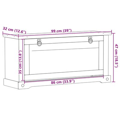 vidaXL Dulap pantofi "Corona", 99x32x47 cm, lemn masiv de pin