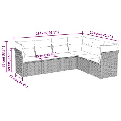 vidaXL Set canapele de grădină cu perne, 6 piese, maro, poliratan