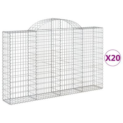 vidaXL Coșuri gabion arcuite 20 buc, 200x30x120/140cm, fier galvanizat