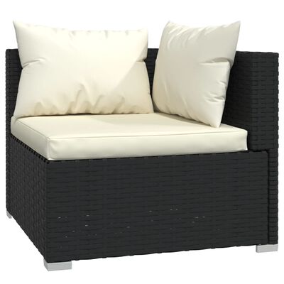 vidaXL Set mobilier de grădină cu perne, 4 piese, negru, poliratan