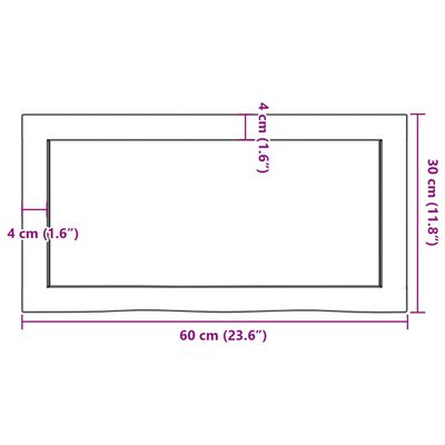 vidaXL Blat de baie, maro închis, 60x30x(2-6) cm, lemn masiv tratat