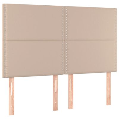 vidaXL Pat box spring cu saltea, cappuccino, 140x200cm piele ecologică