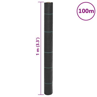 vidaXL Membrană antiburuieni, negru, 1x100 m, PP