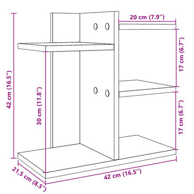 vidaXL Organizator birou, stejar fumuriu, 42x21,5x42 cm lemn prelucrat