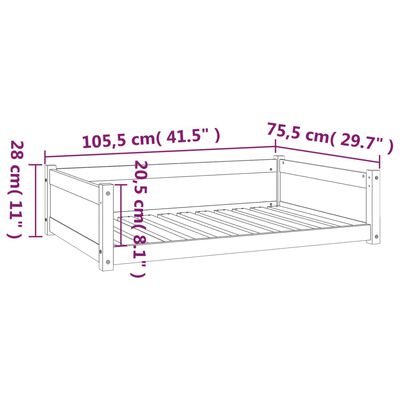 vidaXL Pat pentru câini, negru, 105,5x75,5x28 cm, lemn masiv de pin