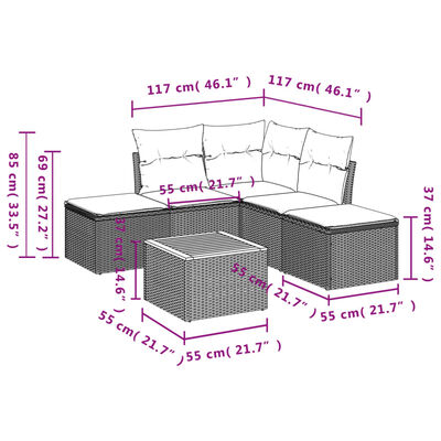 vidaXL Set canapele de grădină cu perne, 6 piese, bej, poliratan