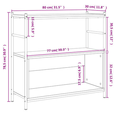 vidaXL Raft de cărți stejar maro 80x30x78,5 cm lemn prelucrat și fier