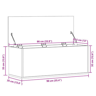 vidaXL Cutie de depozitare, gri sonoma, 90x35x35 cm, lemn prelucrat