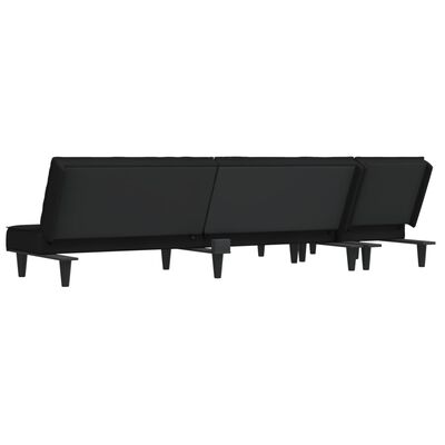 vidaXL Canapea extensibilă în formă de L negru 255x140x70 cm catifea