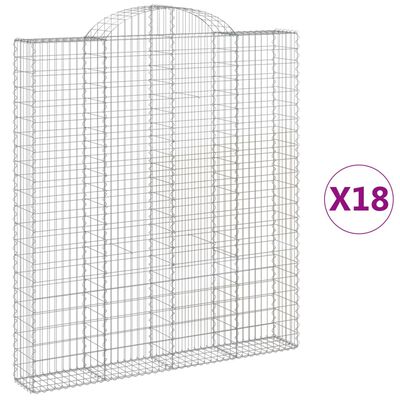 vidaXL Coșuri gabion arcuite, 18 buc 200x30x220/240cm, fier galvanizat