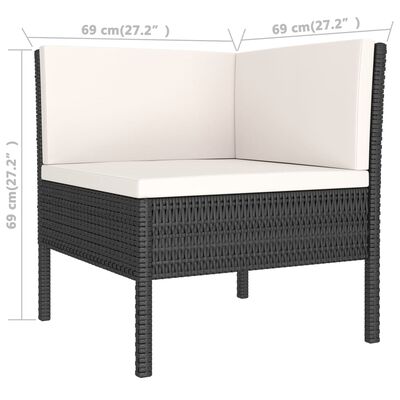 vidaXL Set mobilier de grădină cu perne, 6 piese, negru, poliratan