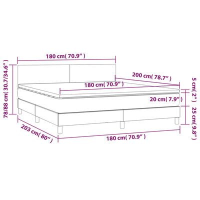 vidaXL Pat cu arcuri, saltea și LED, alb, 180x200 cm, piele ecologică