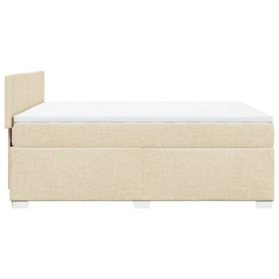 vidaXL Pat box spring cu saltea, crem, 160x200 cm, material textil