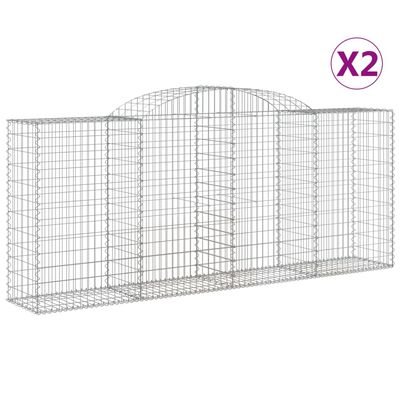 vidaXL Coșuri gabion arcuite 2 buc. 300x50x120/140 cm, fier galvanizat