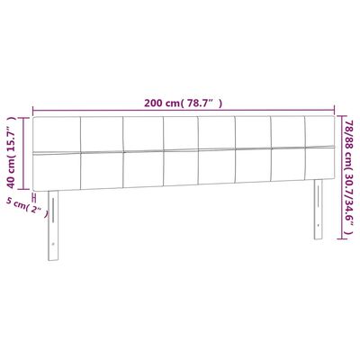 vidaXL Tăblie de pat cu LED, negru, 200x5x78/88 cm, catifea