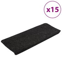 vidaXL Covorașe scări autoadezive, 15 buc., antracit, 65x24,5x3,5 cm