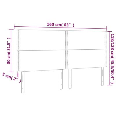 vidaXL Tăblie de pat cu LED, gri deschis, 160x5x118/128 cm, textil