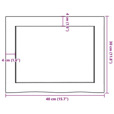 vidaXL Blat de baie, maro închis, 40x30x(2-4) cm, lemn masiv tratat