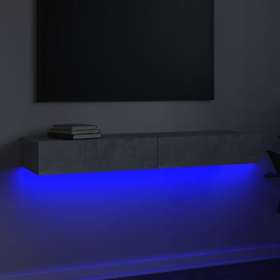 vidaXL Comodă TV cu lumini LED, gri beton, 120x35x15,5 cm