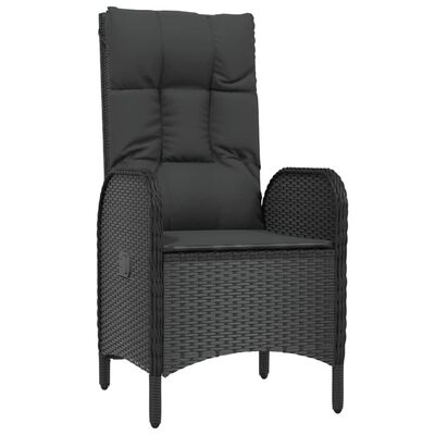 vidaXL Set mobilier de grădină cu perne, 3 piese, negru, poliratan