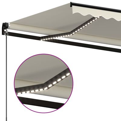 vidaXL Copertină retractabilă manual cu LED, crem, 500x300 cm