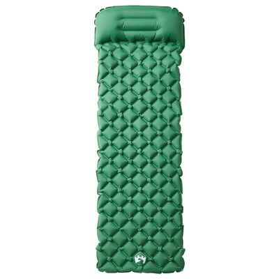 vidaXL Saltea de camping gonflabilă, cu pernă, 1 persoană, verde