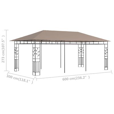 vidaXL Pavilion cu plasă anti-țânțari, gri taupe, 6x3x2,73 m, 180 g/m²