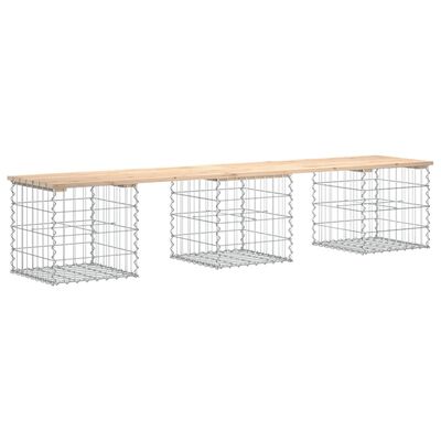 vidaXL Bancă de grădină, design gabion, 203x44x42cm, lemn masiv de pin